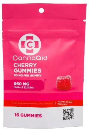 Canna Aid Cherry D8 Edible Gummies 480mg 16ct