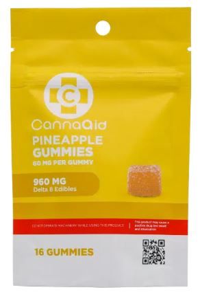 Canna Aid Pineapple D8 Edible Gummies 480mg 16ct