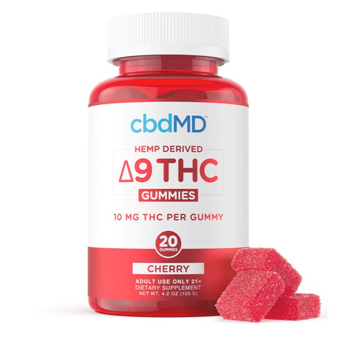 CBDMD D9 Gummies Cherry 20ct Bottle